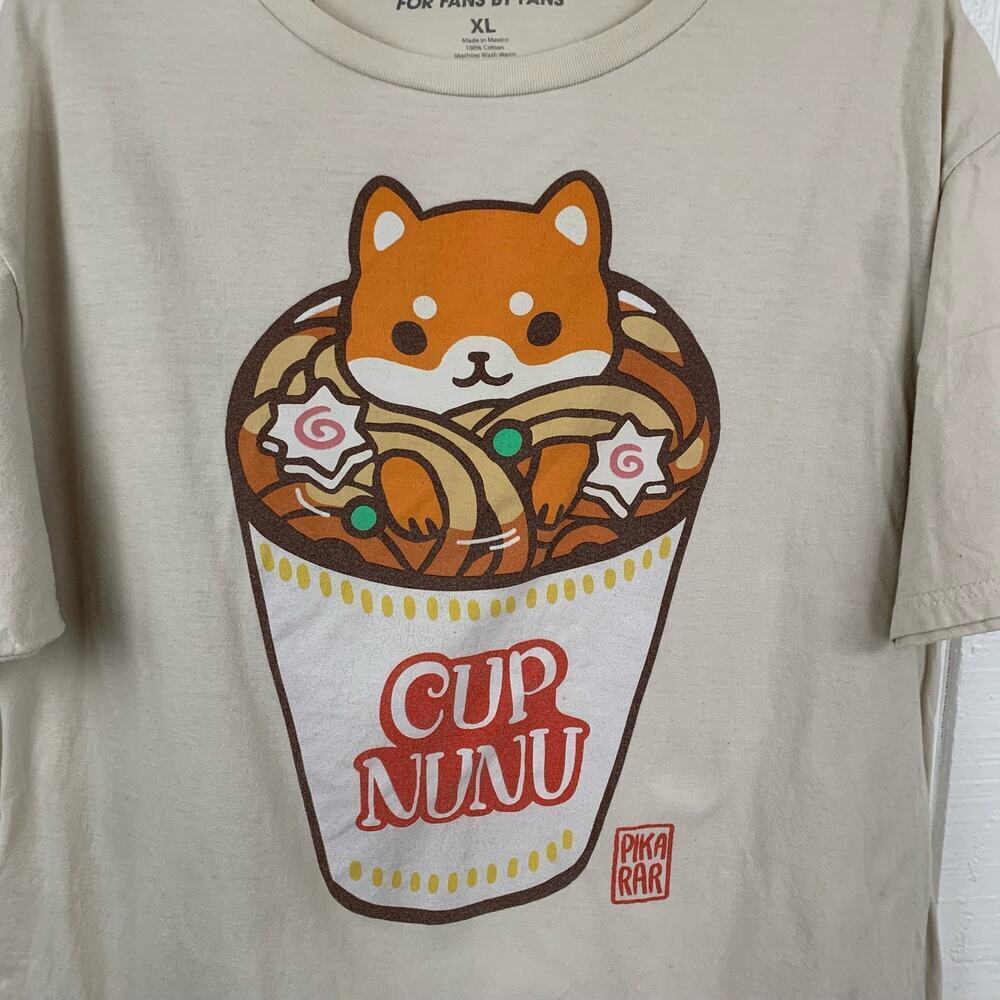 🍒sold🍒not for sale🍒Hot Topic Cup Nunu Graphic Tee Anime Ramen Cat XL - Picture 4 of 4
